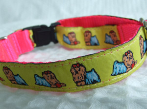photo of Woven Collar - Yorkie - Yellow on Pink